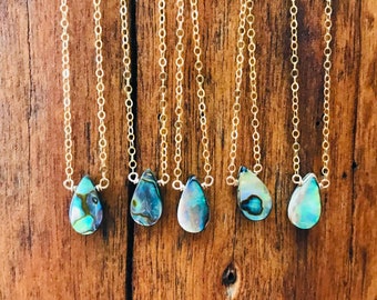 abalone/paua necklaces on 14k gold fill or sterling silver