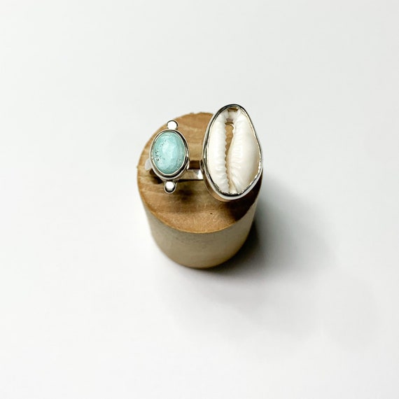 cowrie shell + turquoise ring, size 6-7