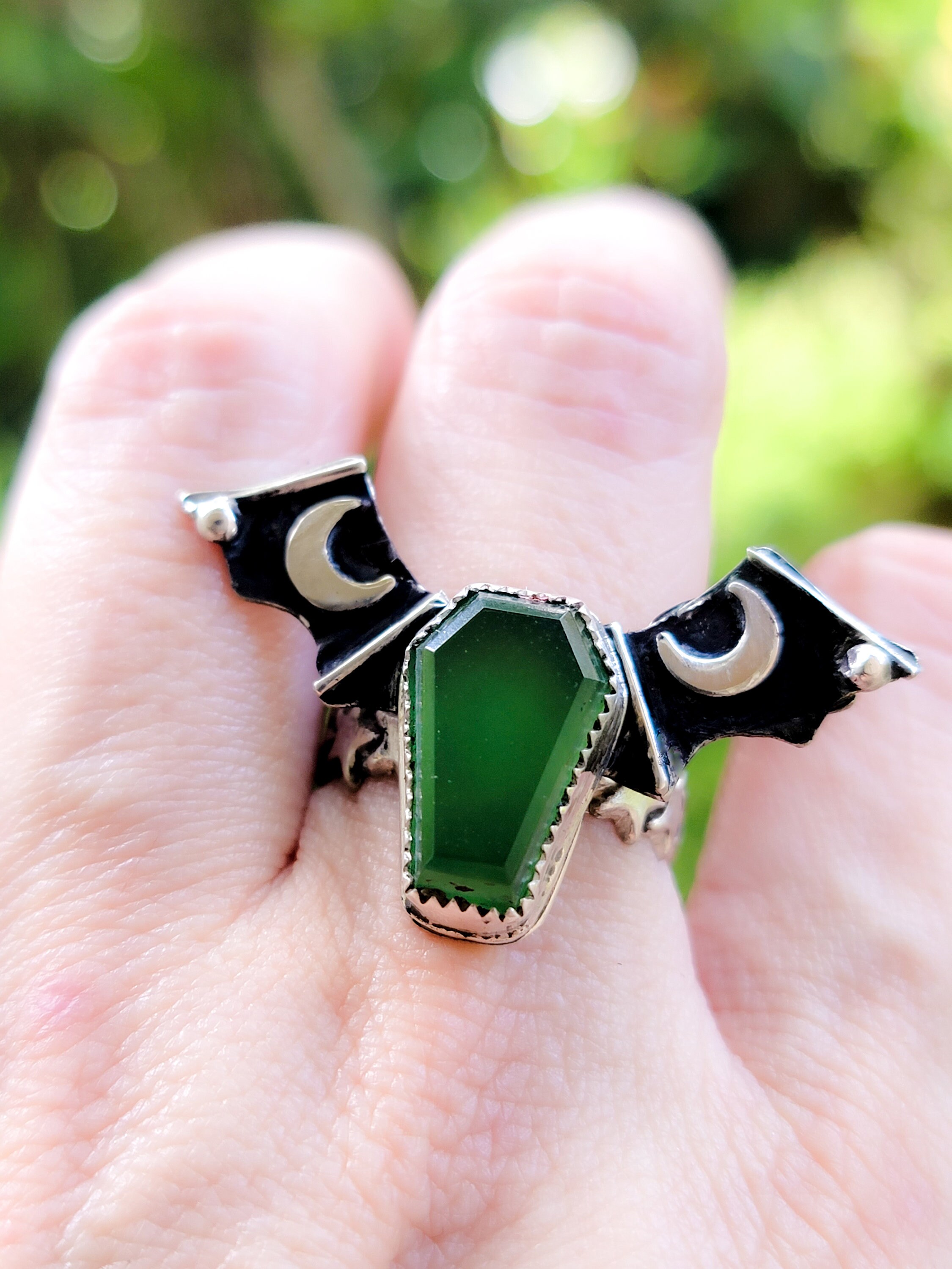 Bat Wings Ring. Coffin Personalize Ring. Gothic Sterling Silver Ring ...