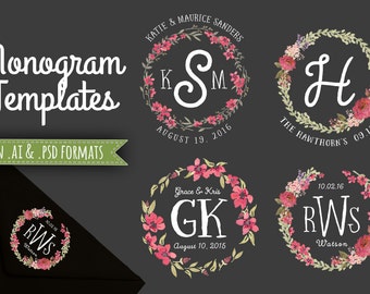 4 Wedding Monogram Templates Bundle Wedding Initials Etsy