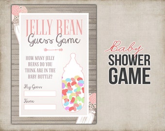 Girl Baby Shower Game Sign Guess Jelly Beans Game Sign Etsy