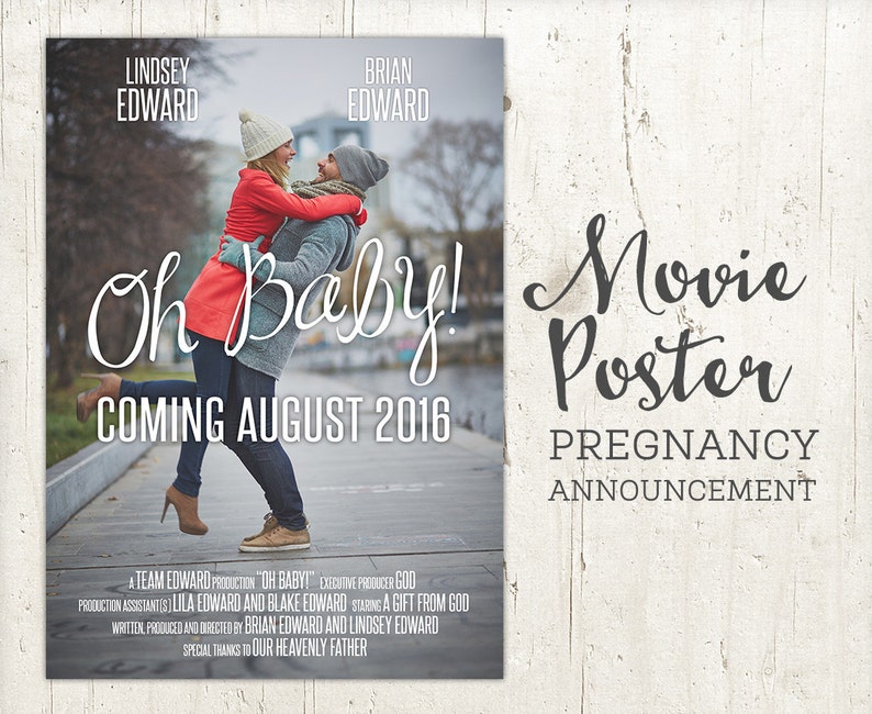Download Announcements Baby Announcement Movie Poster Sign Movie Photo Announcement Pregnancy Announcement Pregnancy Announcement Free Personalization Paper Party Supplies