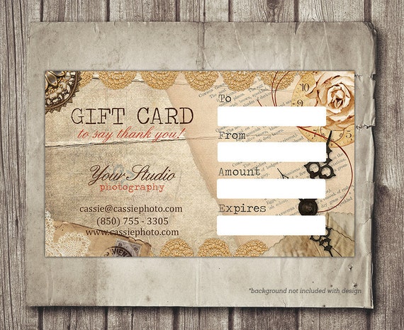 vintage gift card printable digital gift certificate etsy download gift card