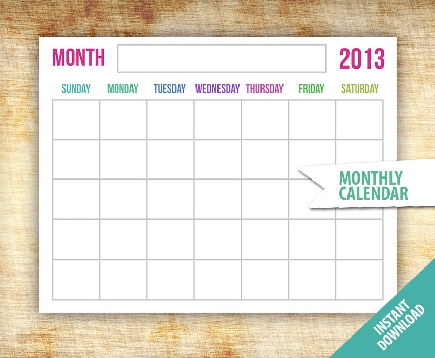 Digital Monthly Calendar Template