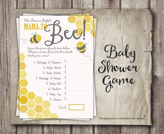 Bee Baby Shower Game Price Is Right Game Mom To Bee Baby Etsy