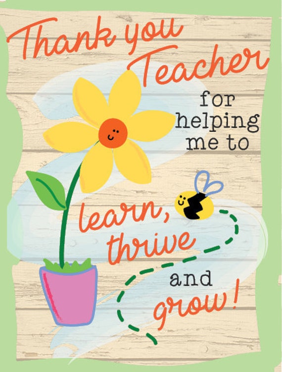 Buy Thank You Teacher For Helping Me To Learn Thrive And Grow Online In  India - Etsy