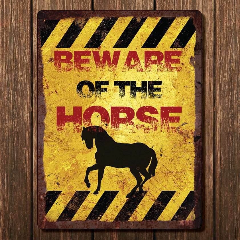 Vintage Metal Wall Sign - Beware of the Horse (BEWARE00012) - Etsy