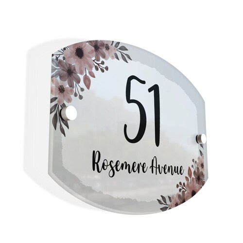 Floral Classic Acrylic House Sign / Plaque Door Number 1 - 999