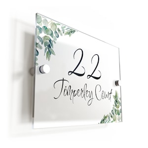 Floral Classic Acrylic House Sign / Plaque Door Number 1 - 999 - View #6