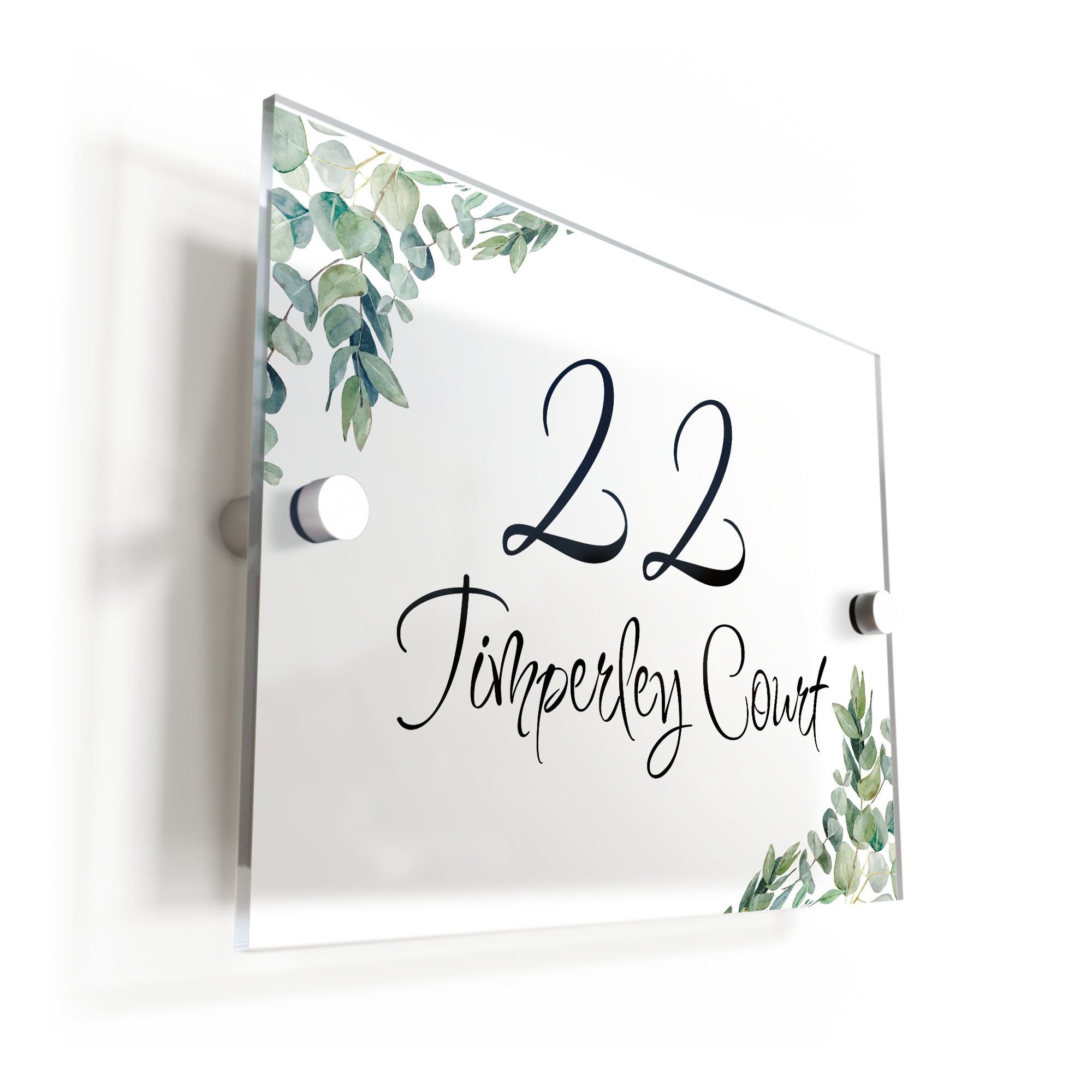 Plaque de numéro de maison acrylique contemporaine moderne en acrylique,  fleurs de marguerite numéros en miroir 3d, panneau de porte de nom de rue  floral personnalisé -  France