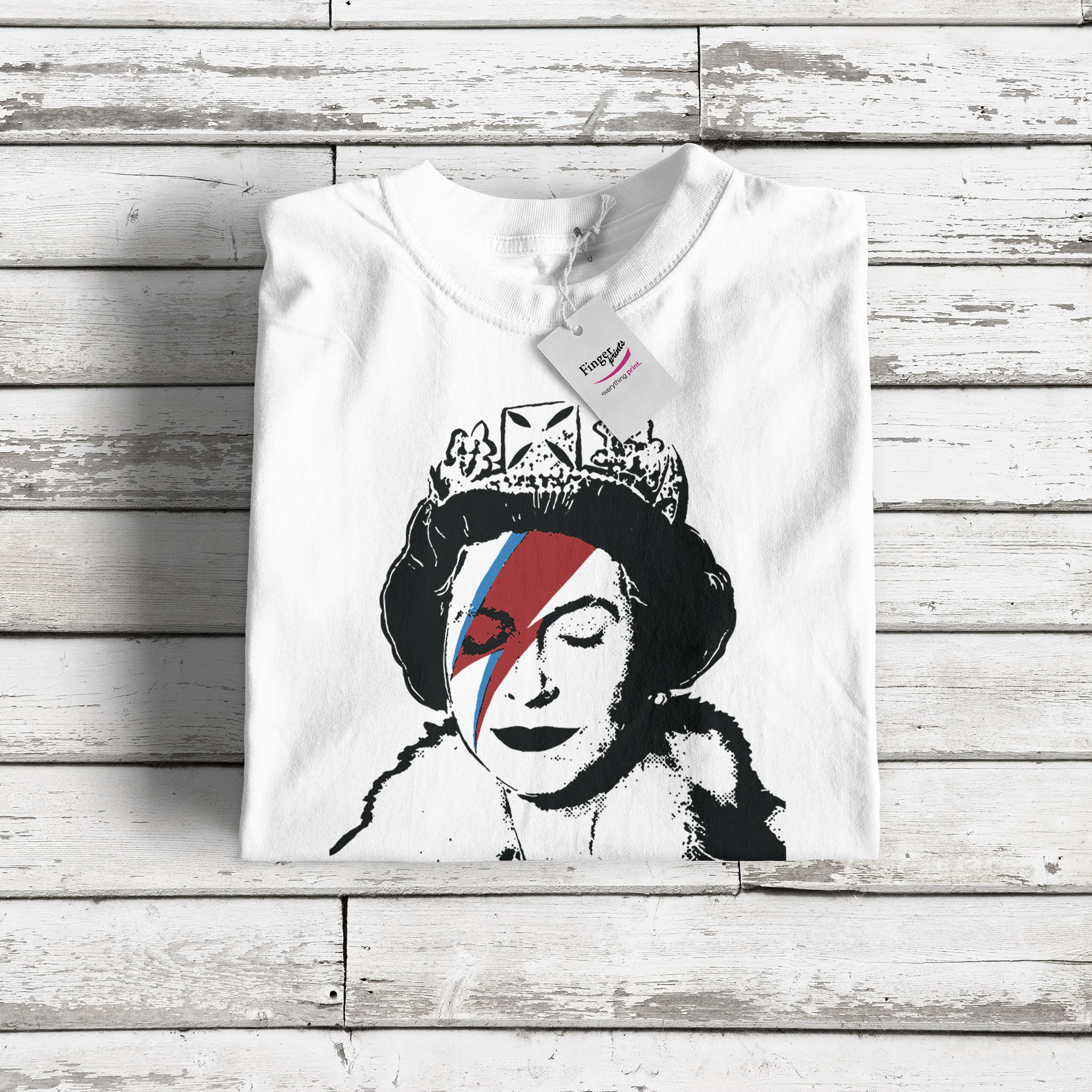 - s-2xl Banksy White Commemorative T-shirt Elizabeth Etsy Fit Lizzie Stardust Memorial Lady Queen