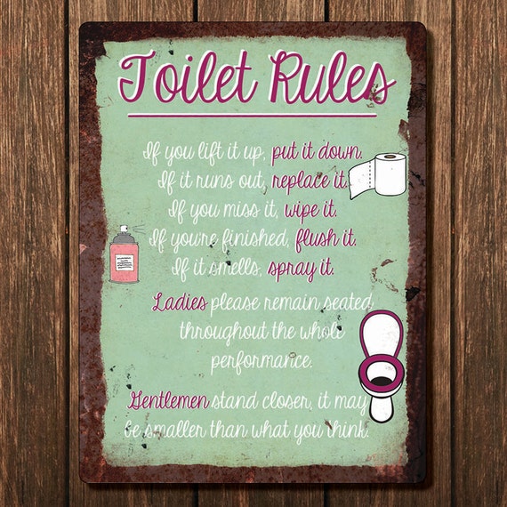 Toilet Rules Home Sweet Home Vintage Retro Style Metal Sign