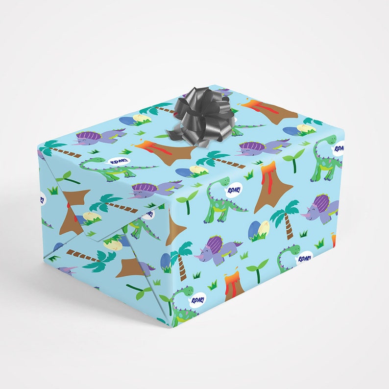 Dinosaur Birthday Gift Wrap 5 SHEETS Cute Illustrative Etsy UK