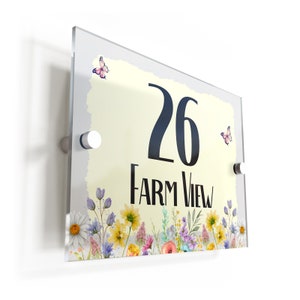 Yellow Wildflower Floral Acrylic House Sign - Personalised