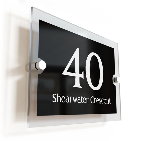 K Smart Sign PAR10WB Large Contemporary House Number Plaque - 1 To 999 - Acrylic & Aluminium
