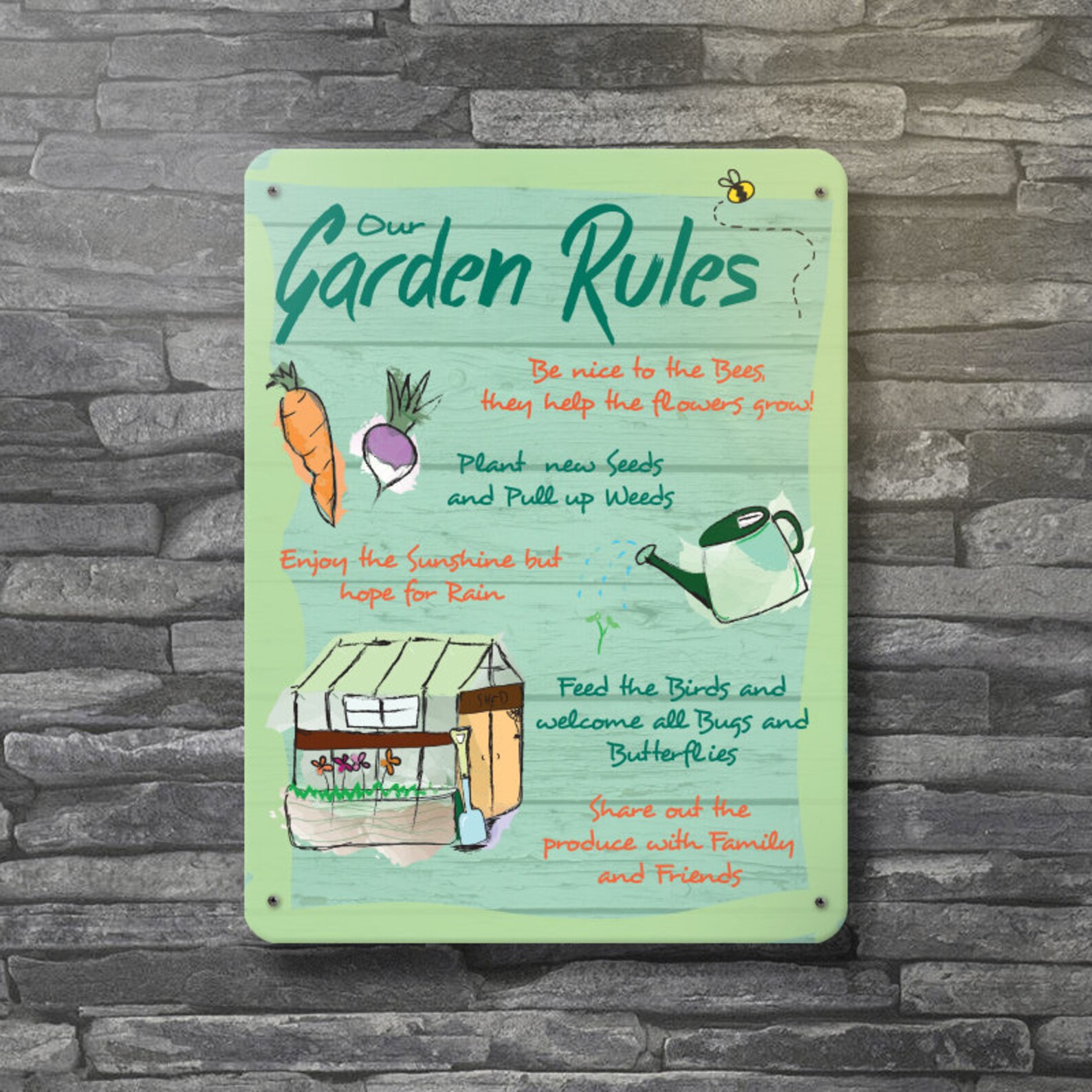 Plantsrules Sign Our Garden Rules Metal Wall Sign Allotment Vegetable Shed | Etsy