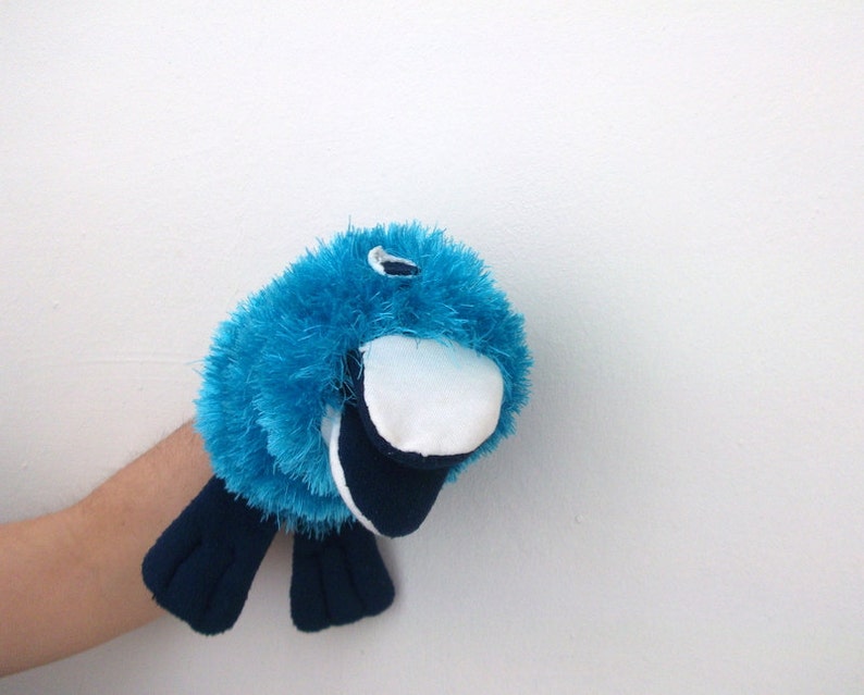 Blue Bird Hand Puppet Etsy