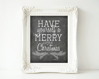 Printable Christmas Sign-8x10-Instant Download-Merry Little Christmas Chalk Sign