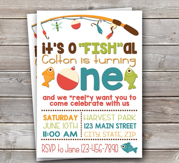 Fish Themed Invite Fishing Birthday Etsy