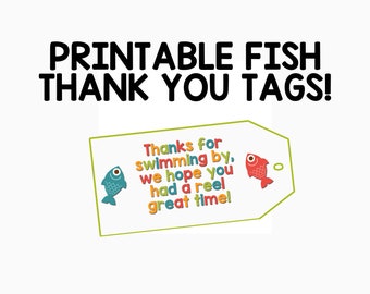 Printable Fish Themed Thank You Tag-6 to a page-Thanks for Swimming By