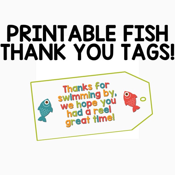 Printable Fish Themed Thank You Tag-6 to a page-Thanks for Swimming By