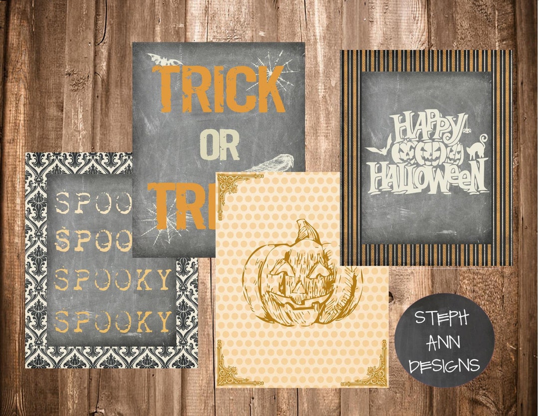 Halloween Printables-set of 4 Printables-8x10 Digital Prints - Etsy
