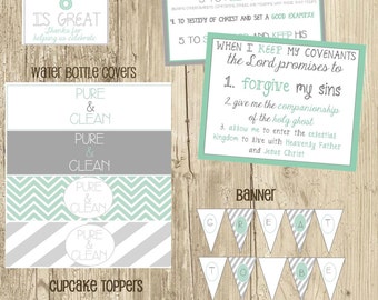 Baptism Printables-LDS Baptism Signs-LDS Baptism Water Bottle Covers-Baptism Banner-Baptism Favors-Baptism Printables