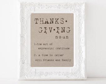 Printable Thanksgiving Sign-8x10-Thanksgiving Definition Sign