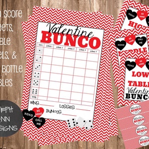 Printable Valentine's Day Bunco Score Sheet- Printable Valentine's Day ...