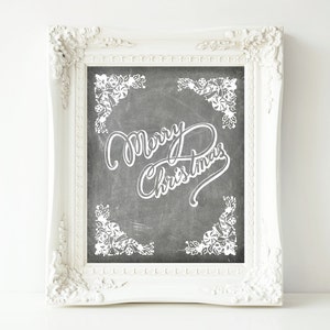 Printable Christmas Sign-8x10-Instant Download-Vintage Inspired-Merry Christmas Sign