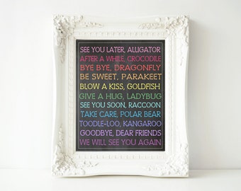 See You Later Alligator Chalkboard Printable Digital Sign-8x10 and 16x20 Printable Sign