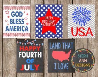 5 Patriotic Signs-Printable 8x10 Decor