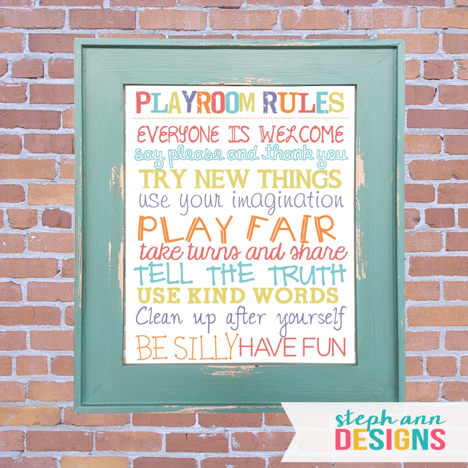Printable Playroom Rules Sign11x14 and 16x20 Printable Etsy