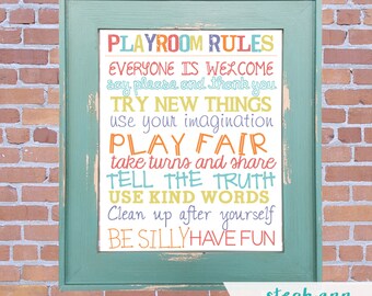 Printable Playroom Rules Sign-11x14 and 16x20 Printable Playroom Rules