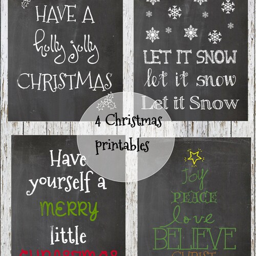 4 Chalkboard Christmas Printables - Etsy