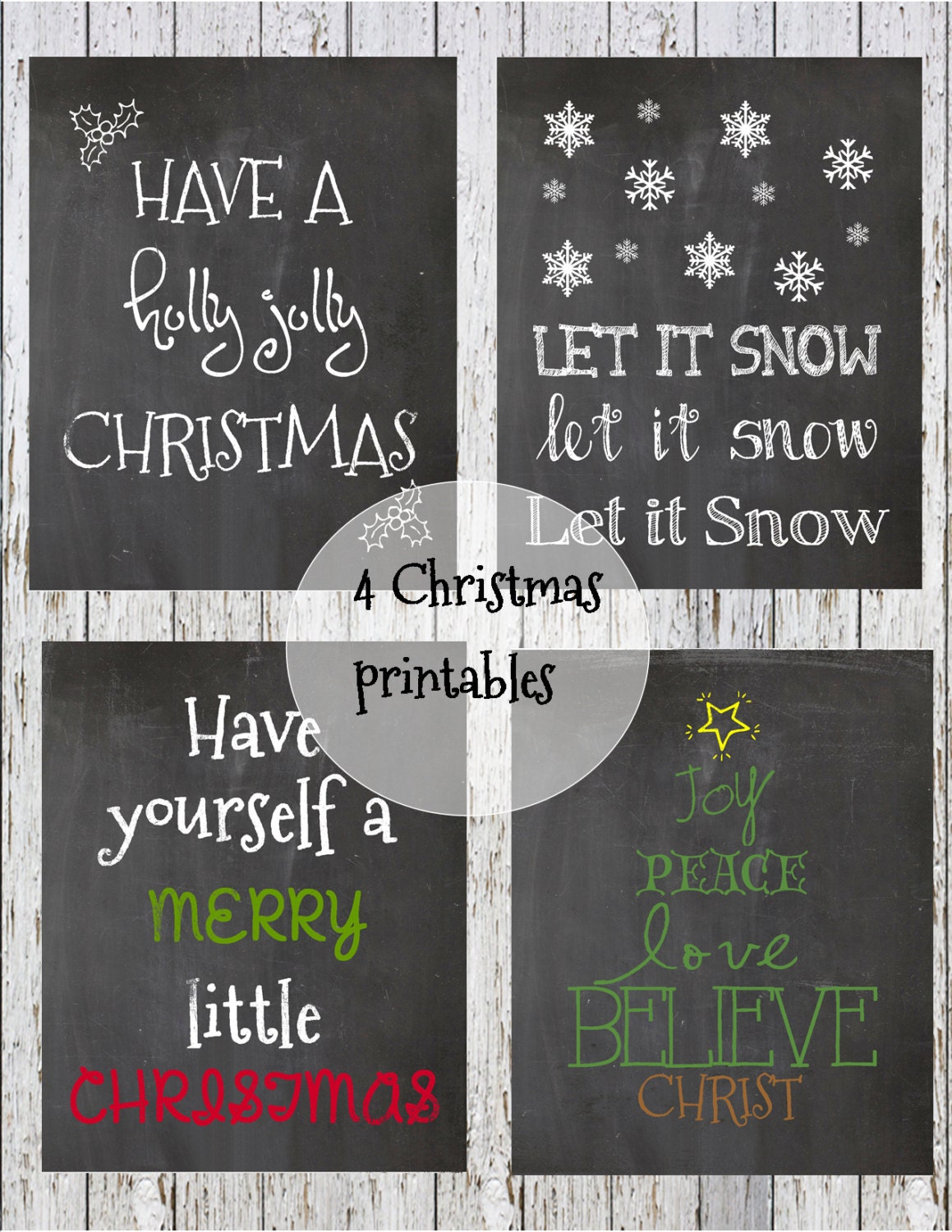 4 Chalkboard Christmas Printables | Etsy