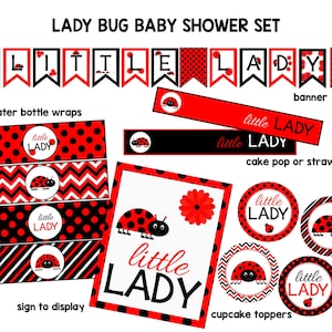 Little Lady Baby Shower Decor-printable Items-ladybug Themed Shower - Etsy