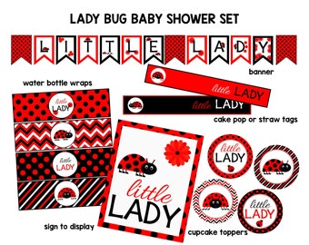 Little Lady Baby Shower Decor-Printable Items-Ladybug Themed Shower