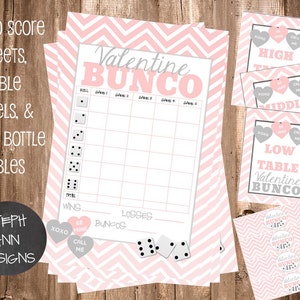 Printable Valentine's Day Bunco Score Sheet- Printable Valentine's Day ...