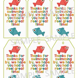 Printable Fish Themed Thank You Tag-6 to a page-Thanks for Swimming By