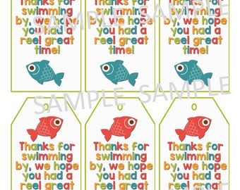 Printable Fish Themed Thank You Tag-6 to a page-Thanks for Swimming By