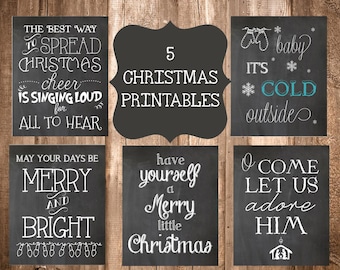 5 Chalkboard Christmas Printables-5x7 Printables