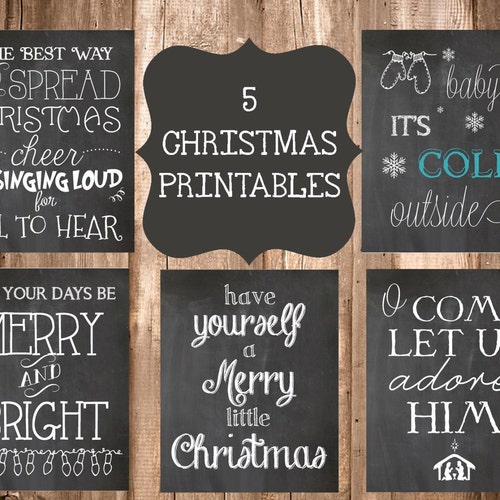 4 Chalkboard Christmas Printables - Etsy