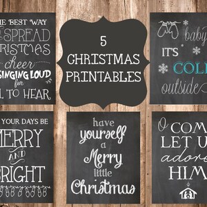 5 Chalkboard Christmas Printables- 8x10 Printables