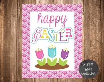 Happy Easter-Printable Sign-Printable 8x10 Decor
