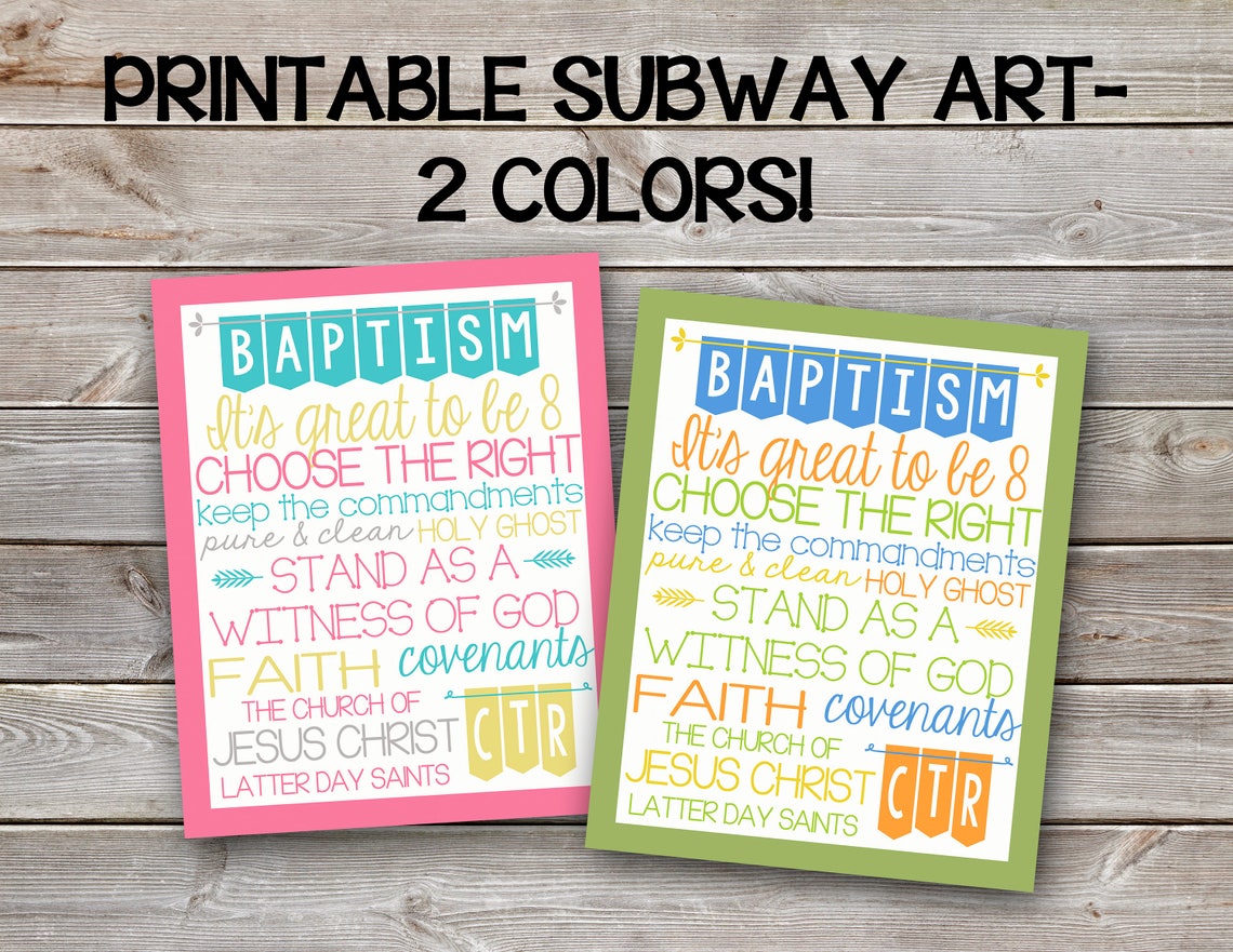 LDS Baptism Printable Subway Art 3x5 4x6-5x7 and 8x10 Sized - Etsy
