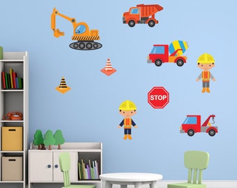 Truck Wall Stickers - Truck Wall Decals - Construction Wall Stickers - Construction Wall Decals - Digger Truck Vehicle - FA111