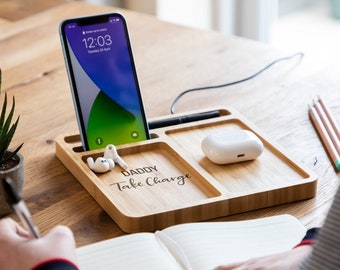 Wireless Charger - Take Charge - Desk Tidy Organiser - Phone Charger Pad - Wireless Charging Station - Phone Stand Desk Tidy - LC705