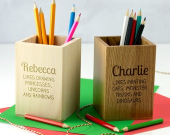 Personalised Safari Animals Kids Children/'s Pen Pencil Pot Case Holder