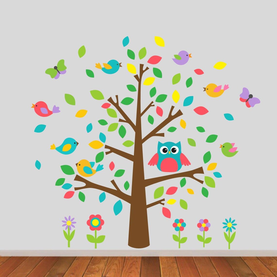 Tree Wall Stickers for Nursery With Owls Birds Butterflies Etsy UK